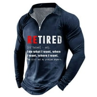 Мъжки ризи ревера Дълъг ръкав цип писмо печат Пуловер улица върхове мода ежедневни тениски за мъж