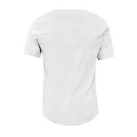 Прочистване на мъжки ризи за есен V-nect с къс ръкав памук и тениска плътно цвят ежедневно бяло xxl
