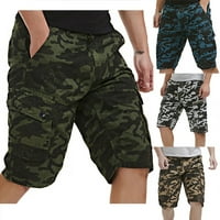 Symoid Mens Cargo Shorts Големи и висок плаж с джобове Лято спокойно прилепване плюс размер полиестер, памучна армия Зелен дърводелец Шорти Размер 2XL