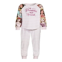 Дисни принцеса момичета Дълъг ръкав Топ и панталон Велур пижама комплект, 2-парче, размери 4-12
