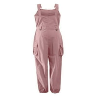 Lumento жени комбинезони с джобове ромпери без ръкави дълги панталони Дами от свободното време гамаши Casual Belt Cargo Pant Pink XL