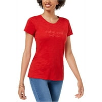 Maison Jules Womens Ruby Red Graphic тениска, червена, XX-Small