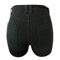 Hanas Женски летни дантелени дънки шорти модни ежедневни еластични панталони с твърд цвят удобни къси панталони с джобове