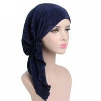 Rygai Women Wrickle Long Turban Cap Head Wrap Chemo Hat Beanie Hijab