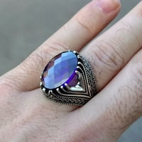 Модни елегантни лилави камъни бижута бижута, ангажиран пръстен за жени и мъже