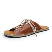 Bellella женски слайд сандал дантела летни слайдове Peep Toe Flat Sandals Comfort Espadrilles Walking Daily Shoes Brown 5.5
