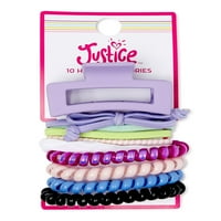 Правосъдие Момичета разнообразни намотки, клипове и връзки за коса, 10-пакет