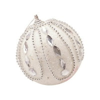 Домашен декор Коледа Rhinestone Glitter Baubles Ball Xmas Tree Ornament Decoration виси бяло