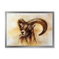 Абстрактен портрет на див Овен с могъщи рога