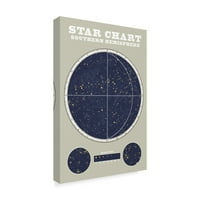 Търговска марка изобразително изкуство 'Южна звездна карта Синьо сиво' платно изкуство от Сю Шлабах