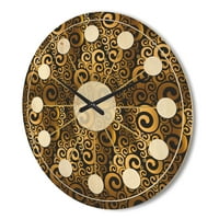 Дизайнарт ' черно и златно вихър в средата на века Модерен дървен стенен часовник