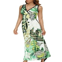 Frontwalk жени бохемски високо талия макси рокли слънчогледо хавайска дълга рокля v шия люлка лятен плаж слънчев мерженер