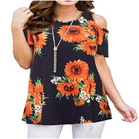 JustVH Fold Fold Rame Blouse Rishes Ryship Round Cound Neck Solid Printed Небрежни върхове на туника