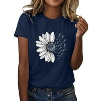 Тениски на Labakihah & nbsp; за жени жени слънчоглед лятна тениска плюс размер свободни блузи върхове момиче късо ръкав графичен ежедневни тийнейджъри флот