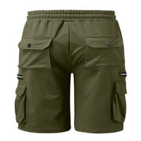 Колиша Мъжки ежедневни панталони твърди цветни къси панталони с теглене на суиптъри торбисти плажни еластични дъна на талията зелени L