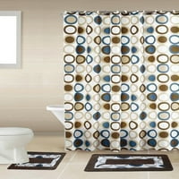15 - парче Хотелски комплекти за баня-неплъзгащи постелки за баня килими плат завеса за душ 12-куки сребърна митоза