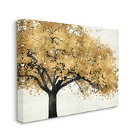 Традиционно дърво с есенни листа върху неутрална живопис платно Арт печат