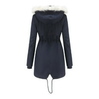 Tking Fashion Woman's Warm Coat Jacket Outwear Fur 'Създаден окоп зимен качулка дебел гащеризон - m