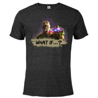 Ами ако...? Танос Инфинити ръкавица стандарт-тениска с къс ръкав за възрастни-персонализирана - Черен сняг Хедър