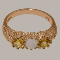 Британски направени 18k розово злато Natural Opal & Citrine Womens Anniversary Ring - Опции за размер - размер 11.5