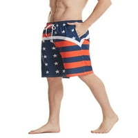 Grianlook Men Beach Shorts Висока талия Лятна кратка панталона Дръпкане Дишащи дъна Еластична база мъжете ежедневни американски флаг печат класически годни джобни мъжки флаг s