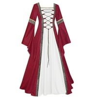 Wanyng дамски рокли женски реколта келтска подложка Ренесансова готическа рокля, женски винтидж стил на винтидж, рокля