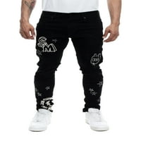Дим Rise Men's Fashion Stretch Denim Jean с различни детайли Black 38Wx32L