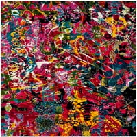 Fiesta Shag Roslyn Abstract Area Rug, Fuchsia Multi, 8 '10'