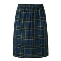 Спфбе пола ежедневни ретро шотландски стил карирана контраст пояса Плисирана пола мъжки модни мъжки панталони сини ШЛ