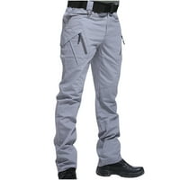Дълги панталони за мъже Мъжки панталони множество джобове товарни панталони работят облекло бой за безопасност товарният джоб сив ​​L, AC5502