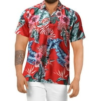 Мъже ризи пролет лято ежедневни свободни флорални хавайски лятна ваканционна ваканция плаж тропически редовен бутон за приспособяване надолу от свободното време ризи с къс ръкав ежедневно облекло