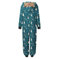 Семейна коледна пижама клирънс родител-дете топъл коледен комплект отпечатано домашно облекло качулка пижама майки майки комбинезон