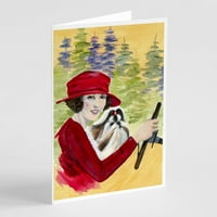 Каролайн съкровища дама, шофираща със своите поздравителни картички Shih Tzu с пликове, 5 7