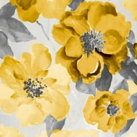 Жълто и сиво флорално деликатен и плакатен печат от Лани Лорет
