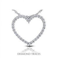 Diamond Traces UD-GOS316- 0. Карат Общо естествени диаманти 18k Бяло злато Prong Setty Seart Shape Модна висулка