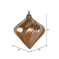 Vickerman 6 '' Пясъчни златни бонбони Glitter Swirl Diamond Коледен украшение