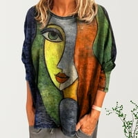 Дамски пуловер суичъри Продажби Разчистване на женските модни ежедневни лице Абстрактно печат кръгла шия с дълъг ръкав свободна тениска женска риза Подаръци за жени