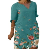 Жени флорални рокля за риза за печат Проста ежедневна слънчева дрес