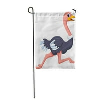 Цветни Сладък Щраус Карикатура Тичане Розов Птица Характер Градина Флаг Декоративен Флаг Къща Банер