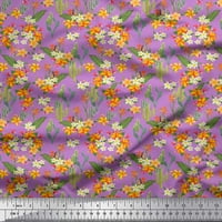 Soimoi Crepe копринен плат кактус, листа и тропическо цвете флорален печат за шиене на тъкани двор