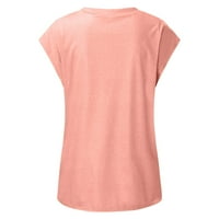 Летни ризи за жени Цветни върхове с къси ръкави Tees O-Neck Тениска Мода редовно годни дрехи за момичета удобни ежедневни блузи розови L роли
