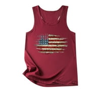 Anuirheih American Flag Crop Tank Топс за жени 4 юли Дрехи без ръкави Патриотични ризи Независимост Ден