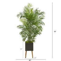 Почти естествен 6 фута. Изкуствена палма Арека в черен плантатор със стойка устойчива на ултравиолетови лъчи