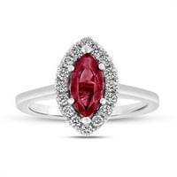 1. CTW Diamond & Ruby Ring, 14K бяло злато - размер 5.5