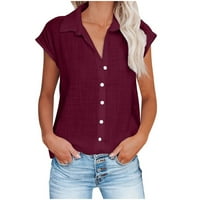 Fjofpr дамски тениски с къс ръкав риза за жени за солидни цветове v-образно деколте