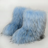 Дамски чехли-Мода цвят имитация животински ботуши плюс кашмирени Ботуши снежни ботуши Светло синьо 40