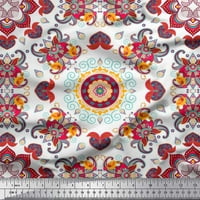 Soimoi Japan Crepe Satin Fabric Paisley & Floral Mandala Print Fabric край двора