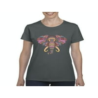 Нормално е скучно - дамска тениска с късо ръкав, до женски размер 3xl - мозайка от слонове