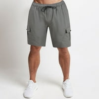 Шорти мъже небрежни теглене солидна дължина на коляното панталони джобни къси панталони панталони