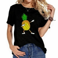 Готино ананасово изкуство Жени Хавайски алоха тропически B творчески жени тениска с къс ръкав, моден графичен тройник за лятото